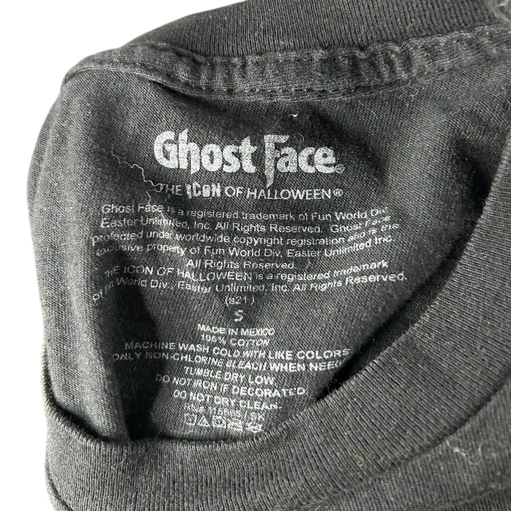 Dark Academia Grunge Halloween Ghost Face Tee Japanese Obake no Kao Print Size S Black - Image 3