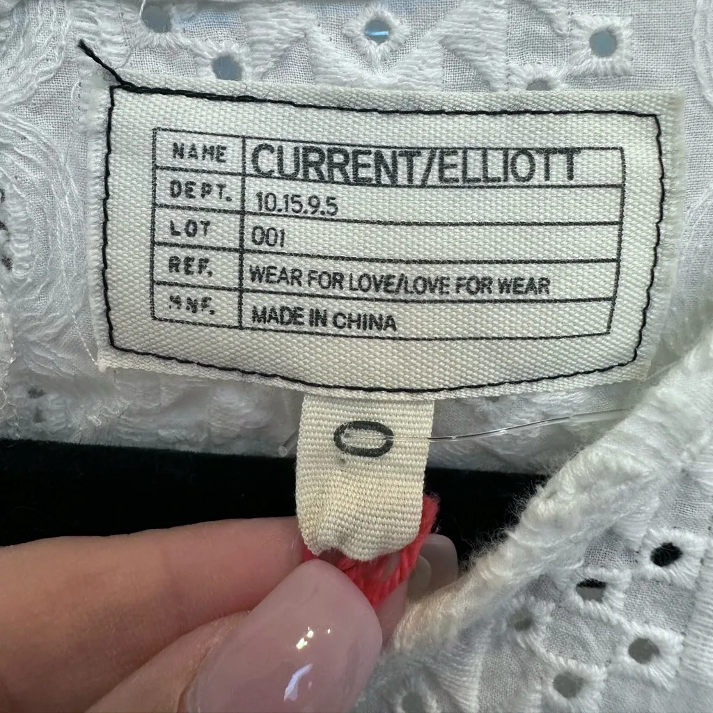 CURRENT ELLIOTT THE EYELET EMBROIDERED T-SHIRT DRESS DIRTY WHITE Size 0 XS NWT - Image 12