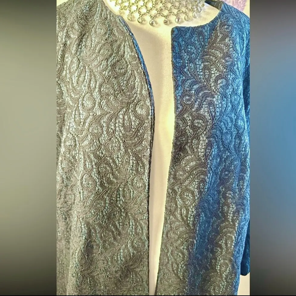 NWOT Talbots W 22 Petite = 3X Petite Black Lace overlay  Coat Special events - Image 3