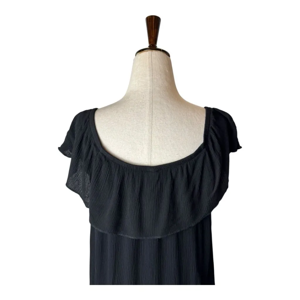 Becca Coverup Women Medium Black Off The Shoulder Flowy Mini‎ Swim Swimwear - Image 5