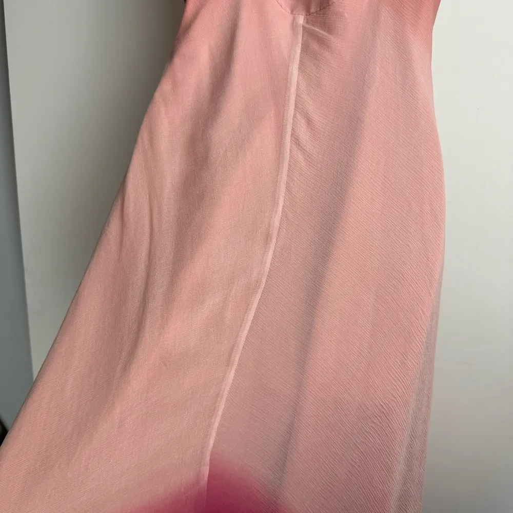 Vintage Y2K Express Sz 6 Pink Silk Ombre Slip Dress Asymmetrical Chiffon - Image 12