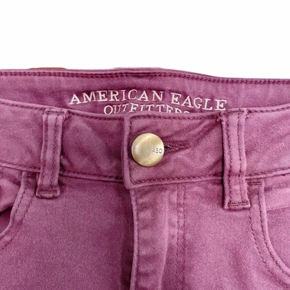 American Eagle Shorts Hi-Rise Shortie Burgundy Brushed Twill Women’s Size 4 - Image 3