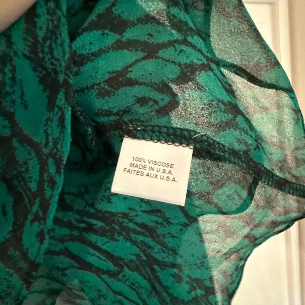 Misa Los Angeles Demaris green ruffled tie neck blouse M - Image 6