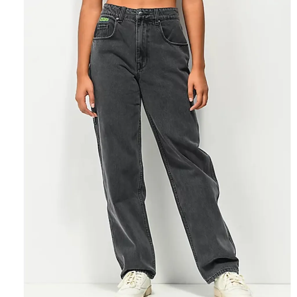 Empyre Tori 90s Size 4 Black Wash Carpenter Skate Jeans Baggy Denim Gray - Image 4