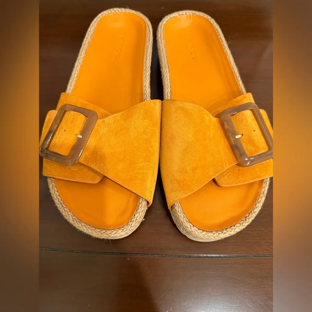 Vince Orange Buckle Slide Sandals - Image 2