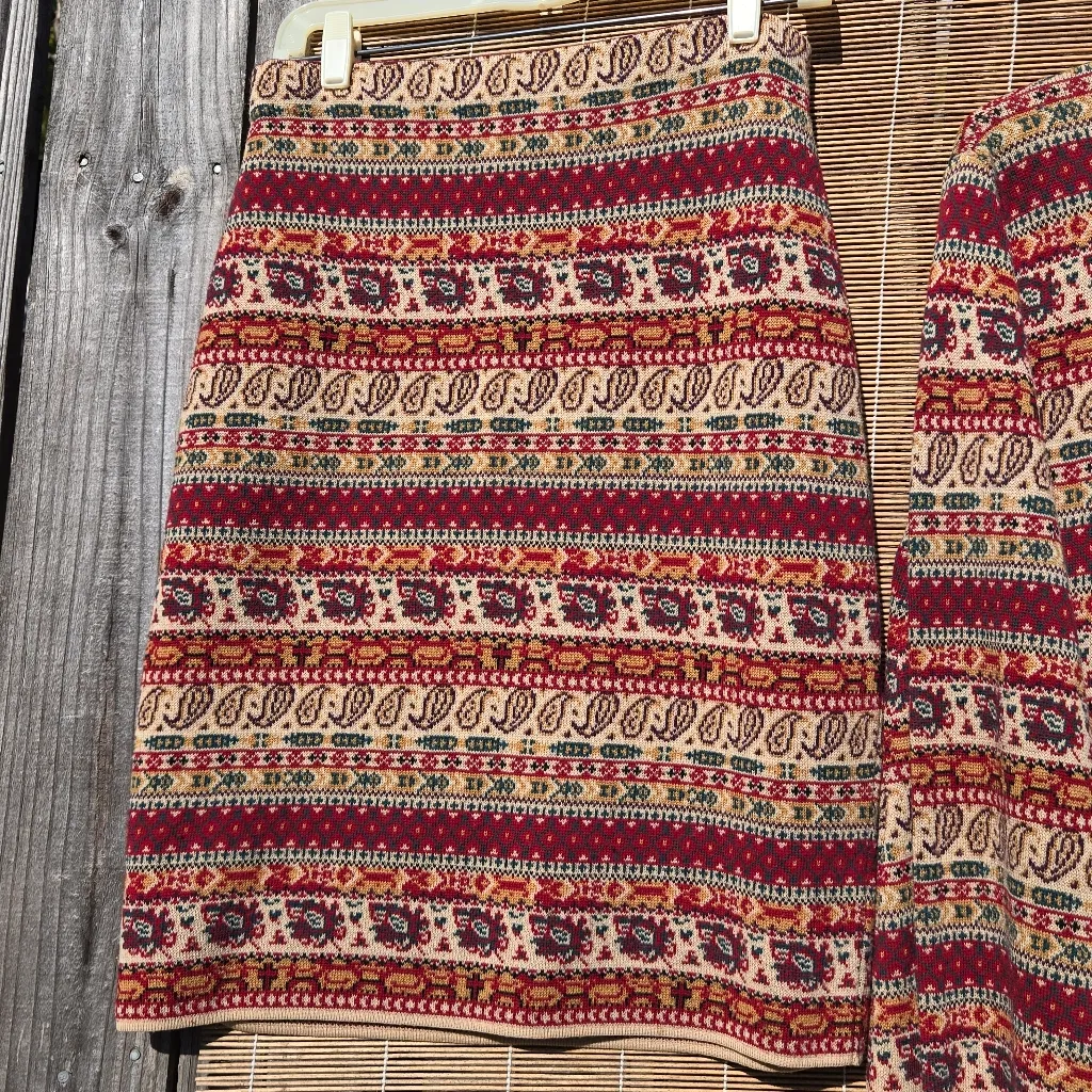 Vintage Vittadini Sport 100% Merino Wool Sweater Dress Skirt Set L - Image 3