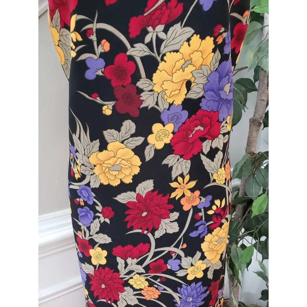 JM Collection M Black Floral Sleeveless Sheath Dress Midi Stretchy Pullover - Image 4