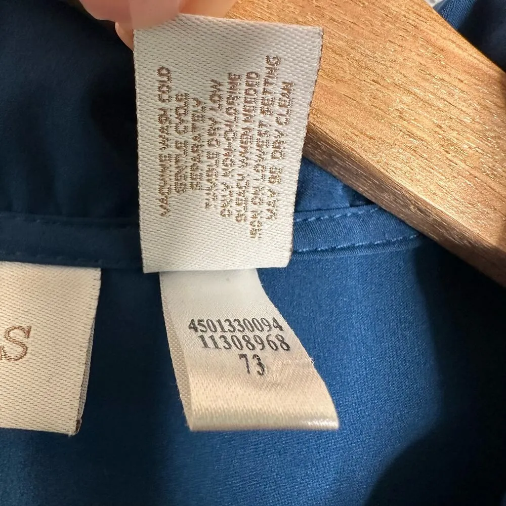 Chicos Weekends Womens size 2 US 12 Large Lightweight Zip Up Jacket Blue Stretch - Image 8