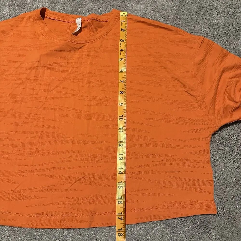 EUC Lululemon Muscle Love Long Sleeve Shirt *Tiger Mesh Cropped Orange 6 - Image 9