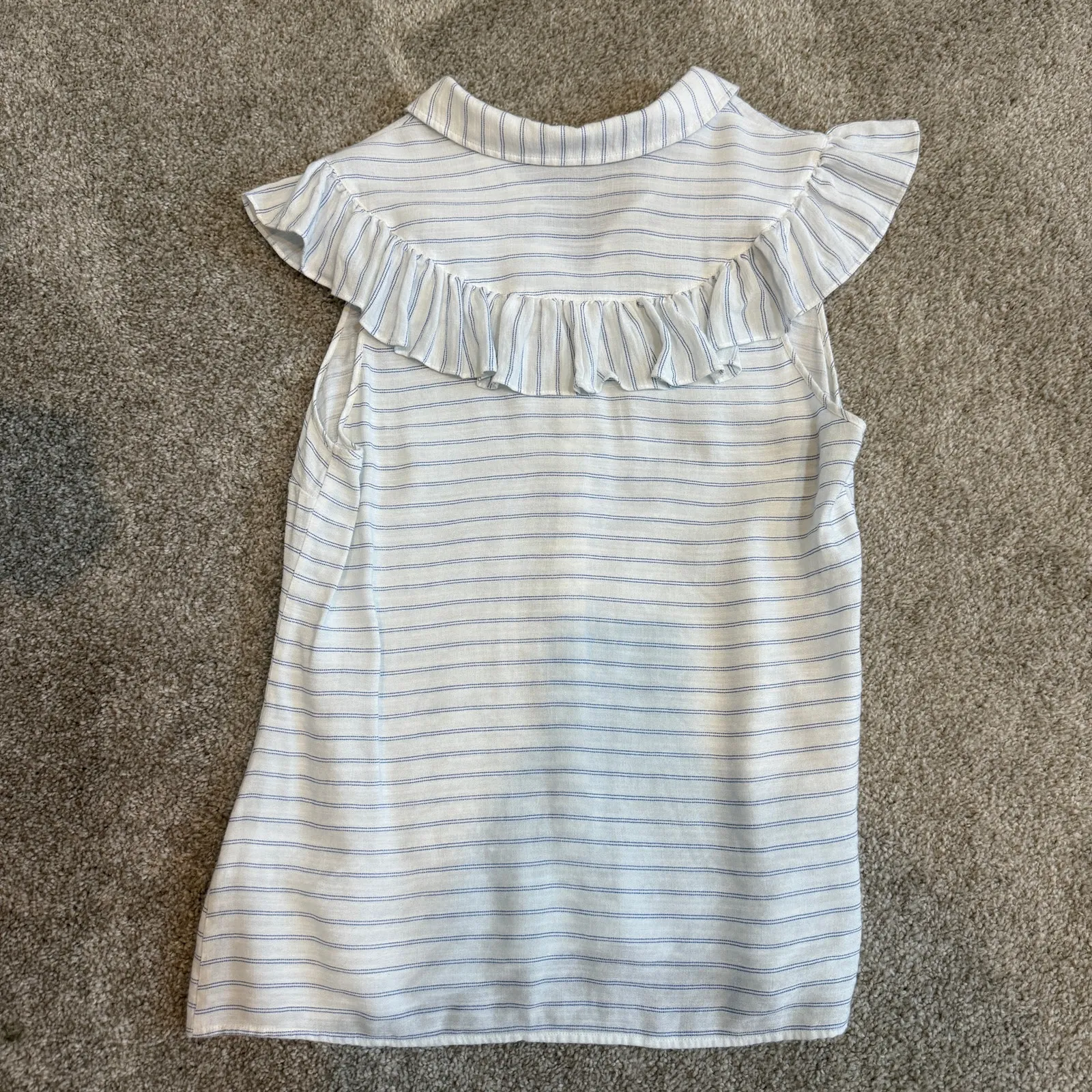 ModCloth XL ruffle collared button front striped blouse top TS 2716 - Image 9