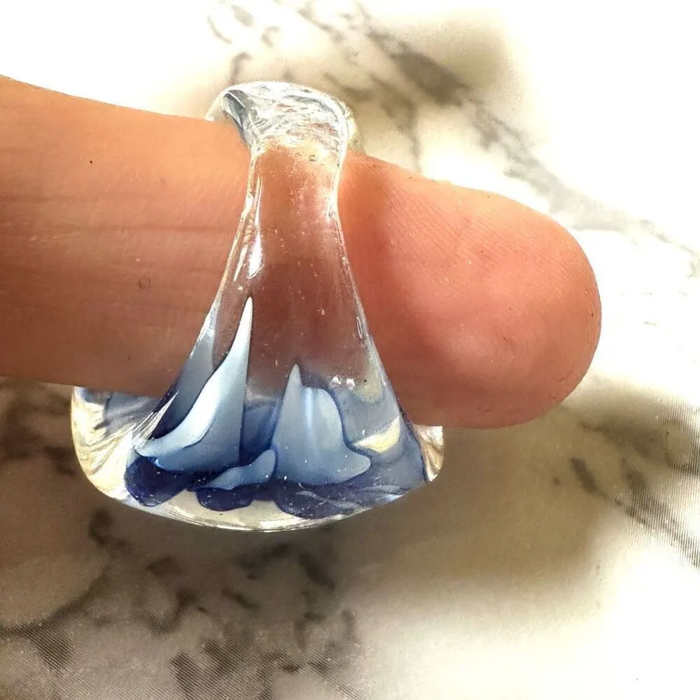 Blue flower cocktail ring - Image 5