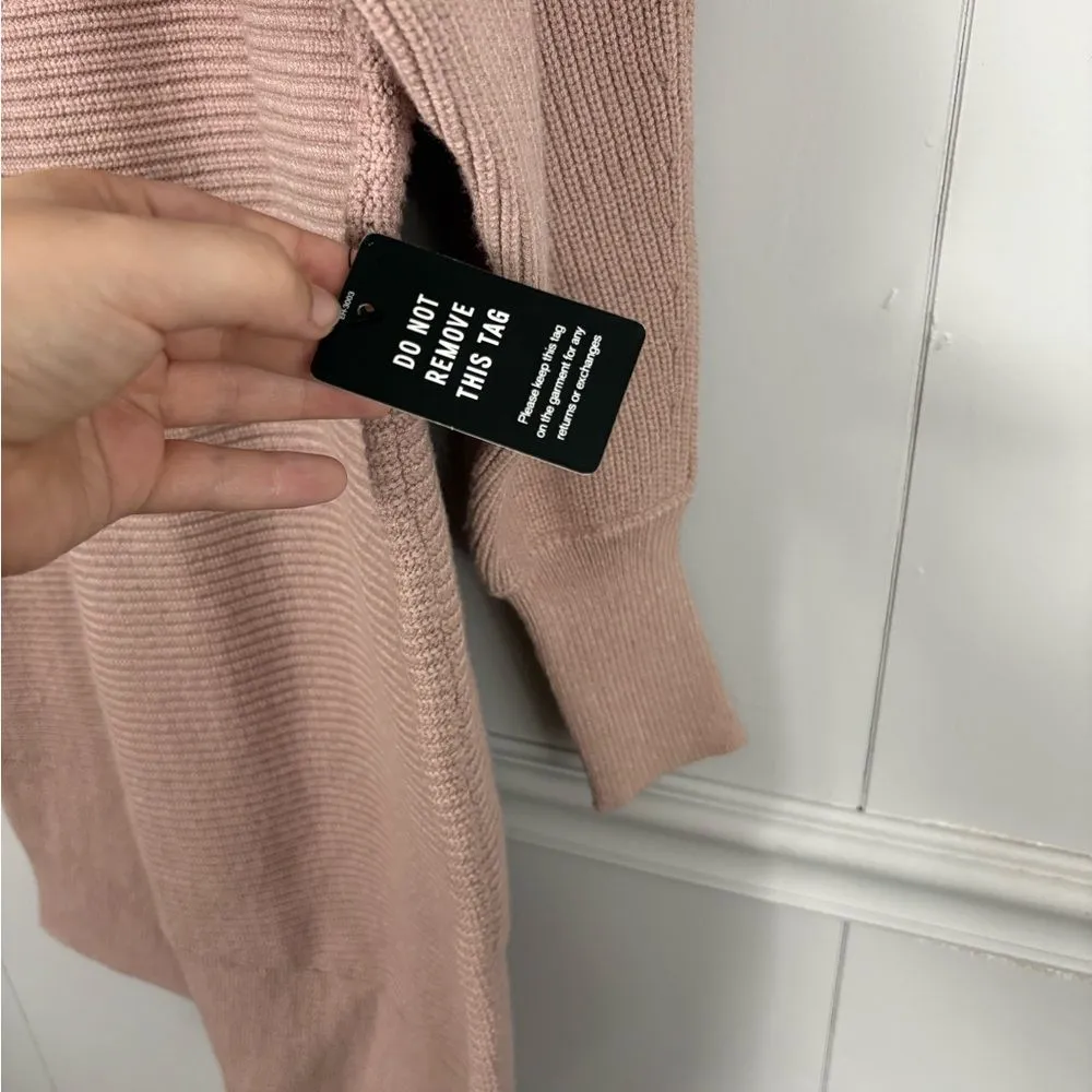 NWT Express Pink Ribbed Sweater Dress Small Cozy Fall Stretch Winter Warm Casual - Image 3