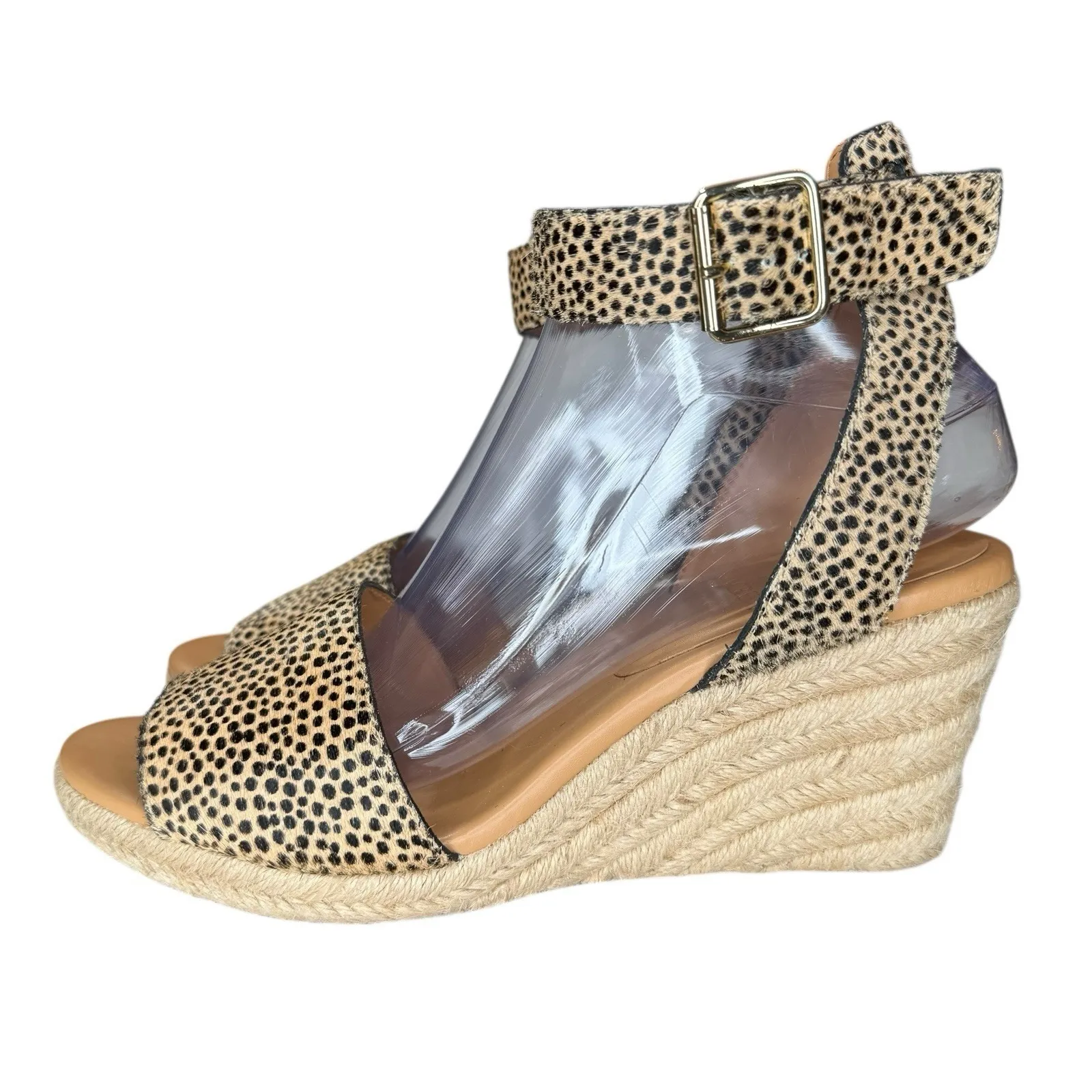 New J. Crew Platform Espadrille Wedge Sandals Leopard Print Calf‎ Hair Shoes 8.5 - Image 4
