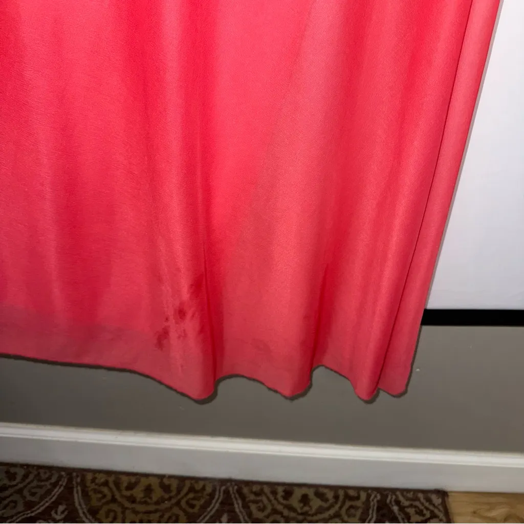 Beaded Rhinestone‎ Strapless Coral Evening Gown Floor Length Formal Dress - Image 9