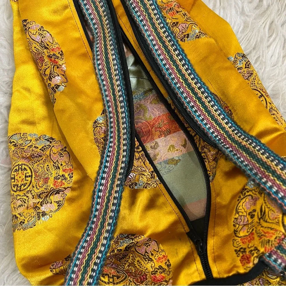 Ethnic tribal printed backpack bag purse chestnut Yellow - Image 4