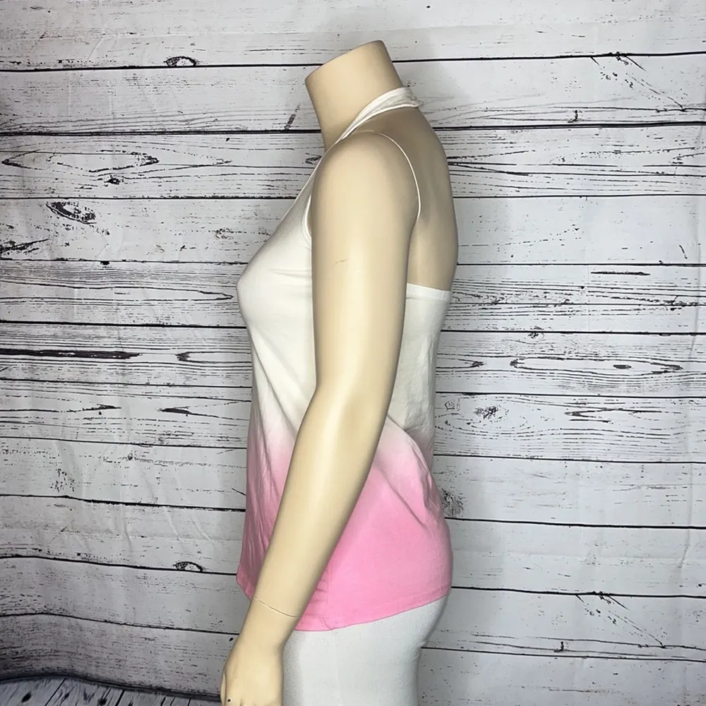 Torrid NWT Size 2 Cream & Pink Ombré Dip Dye Knit Foxy Halter Top Shirt - Image 3