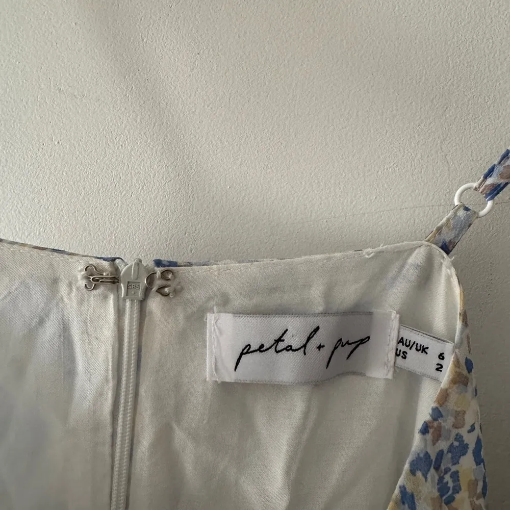 Petal & Pup Blue and Yellow Floral Tiered Midi Dress - Image 7