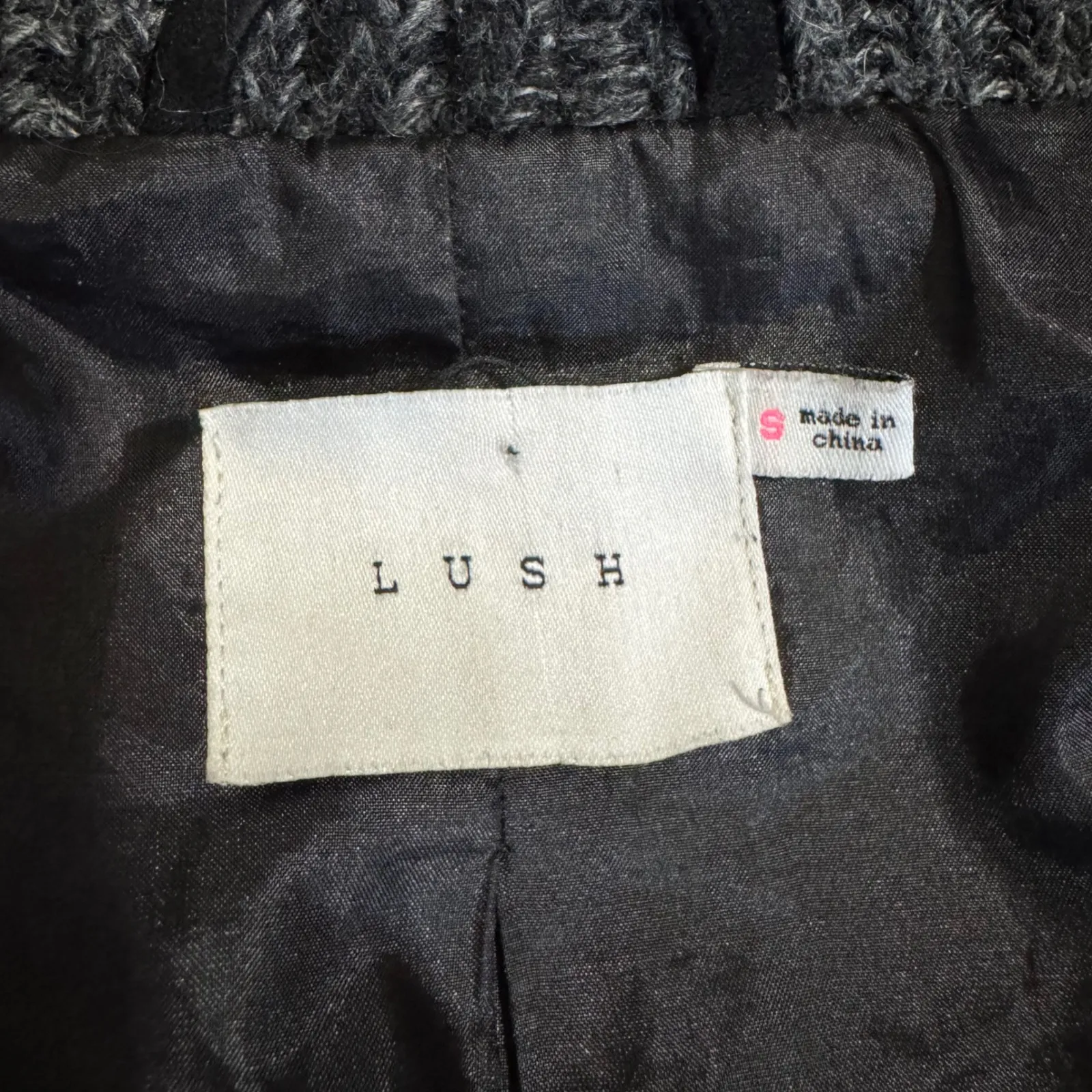 LUSH Women Black Drape Front Cardigan Sweater Jacket Knit Waterfall Size S - Image 6