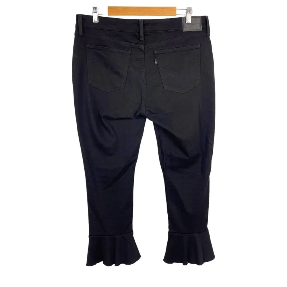 Levi's 711 Black Skinny Ankle Crop Ruffle Flare Hem Stretch Jeans Size 33 - Image 11