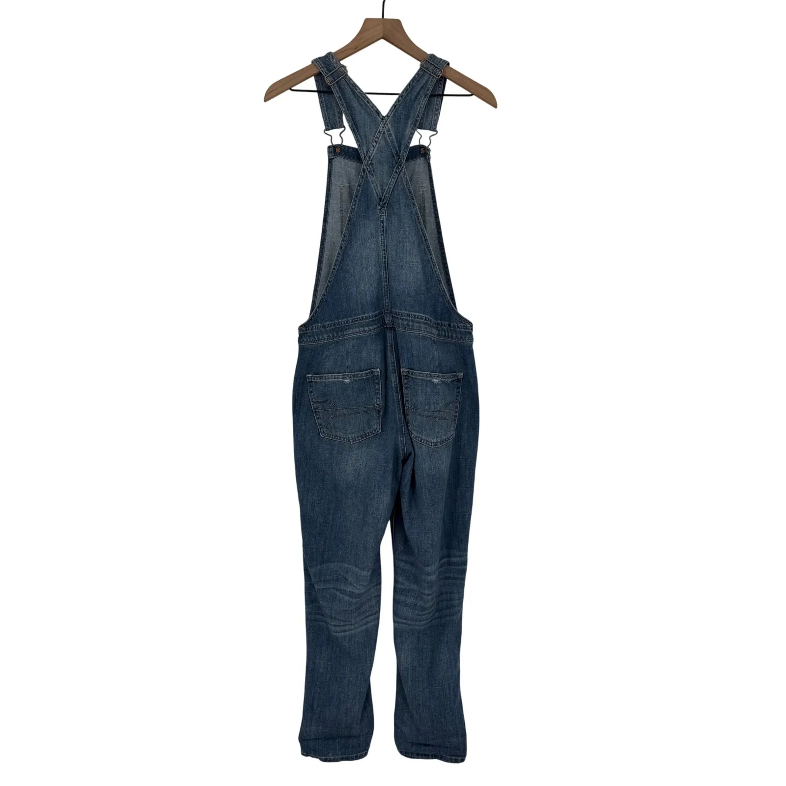 American Eagle Outfitters Tomgirl Overalls Distressed Denim Blue Size M - Image 11