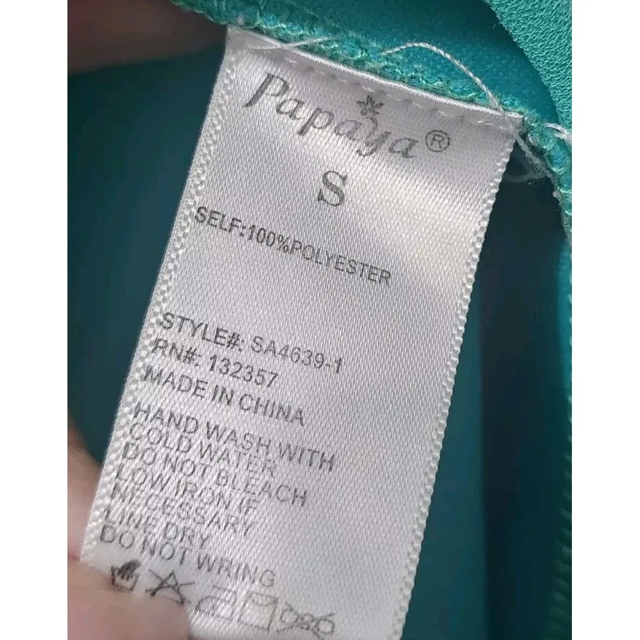 Papaya Green Dress Sleeveless Embroidered Casual Summer Dress Size‎ S - Image 4