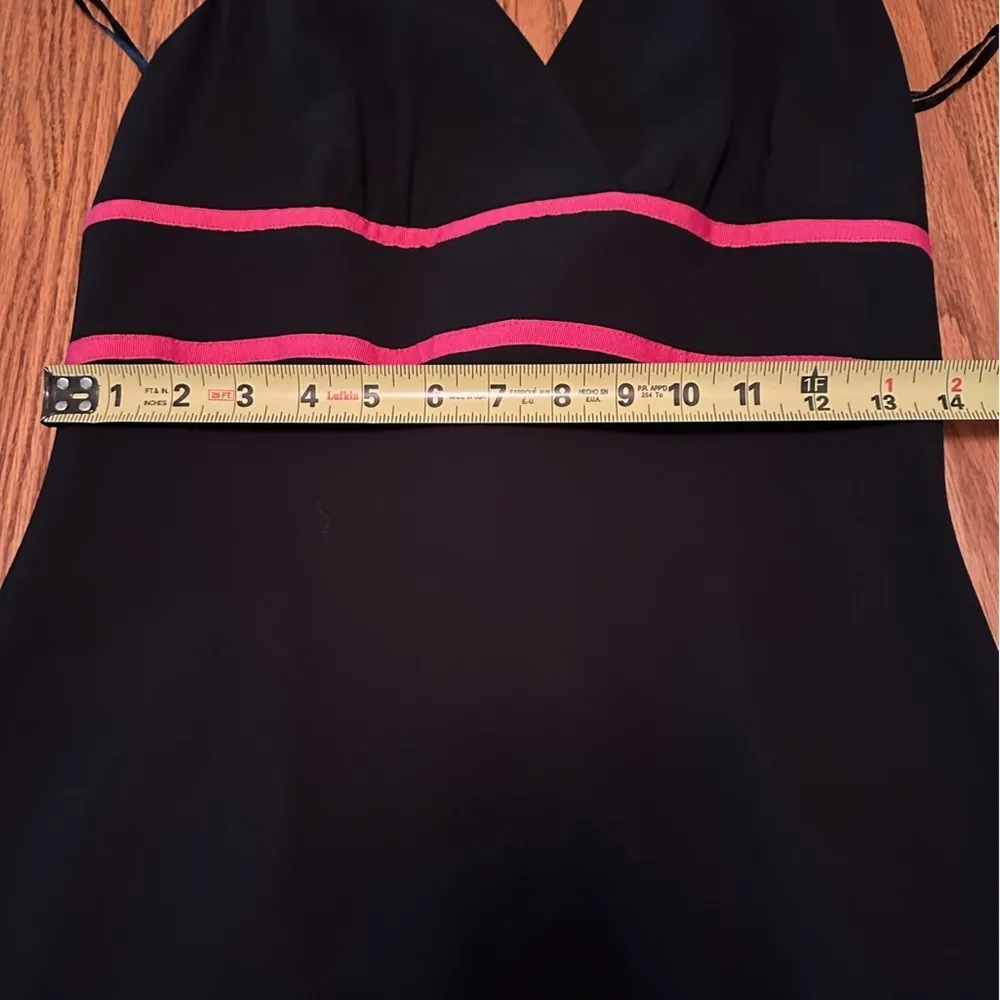 Nine West Empire Waist Hot Pink Black Y2K HalterNeck Open Back Dress Size 8 - Image 7