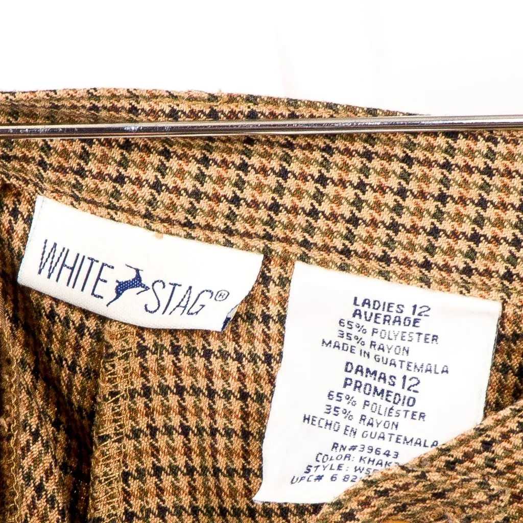 Houndstooth VTG Pants 12 Womens 70s Pockets Career Casual Retro Straight Brown - Image 5