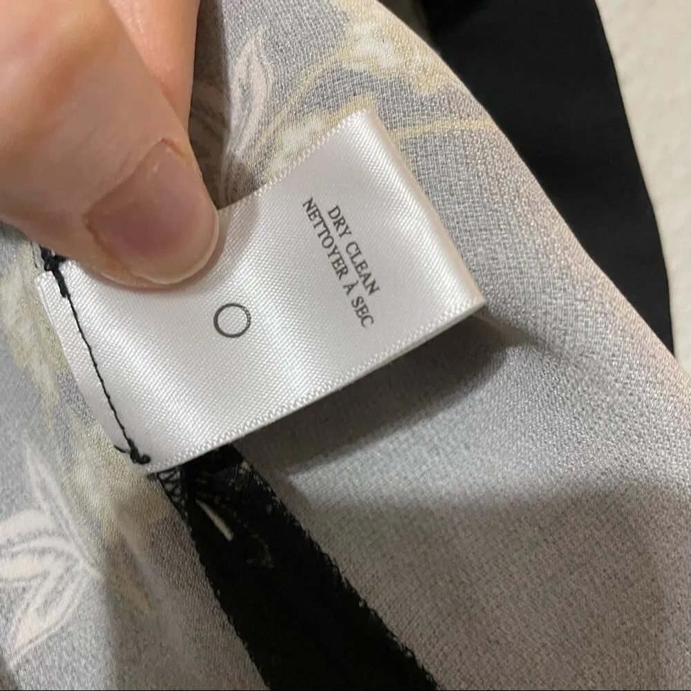 ALC Annaleigh Black Silk Ruffle Floral Yoke Top Blouse Womens 2 Preppy Fall Top - Image 9