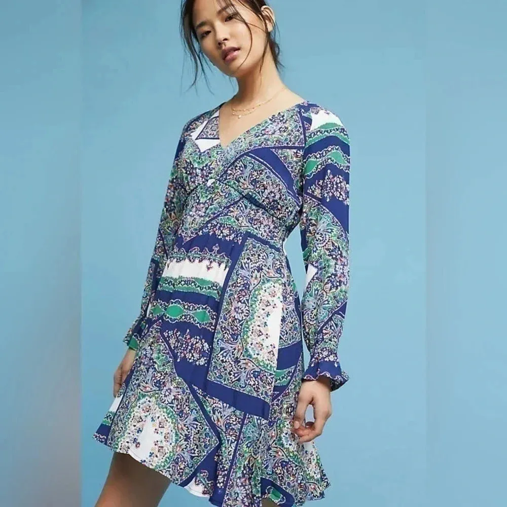 Anthropologie Maeve long sleeve colorful midi dress small - Image 4
