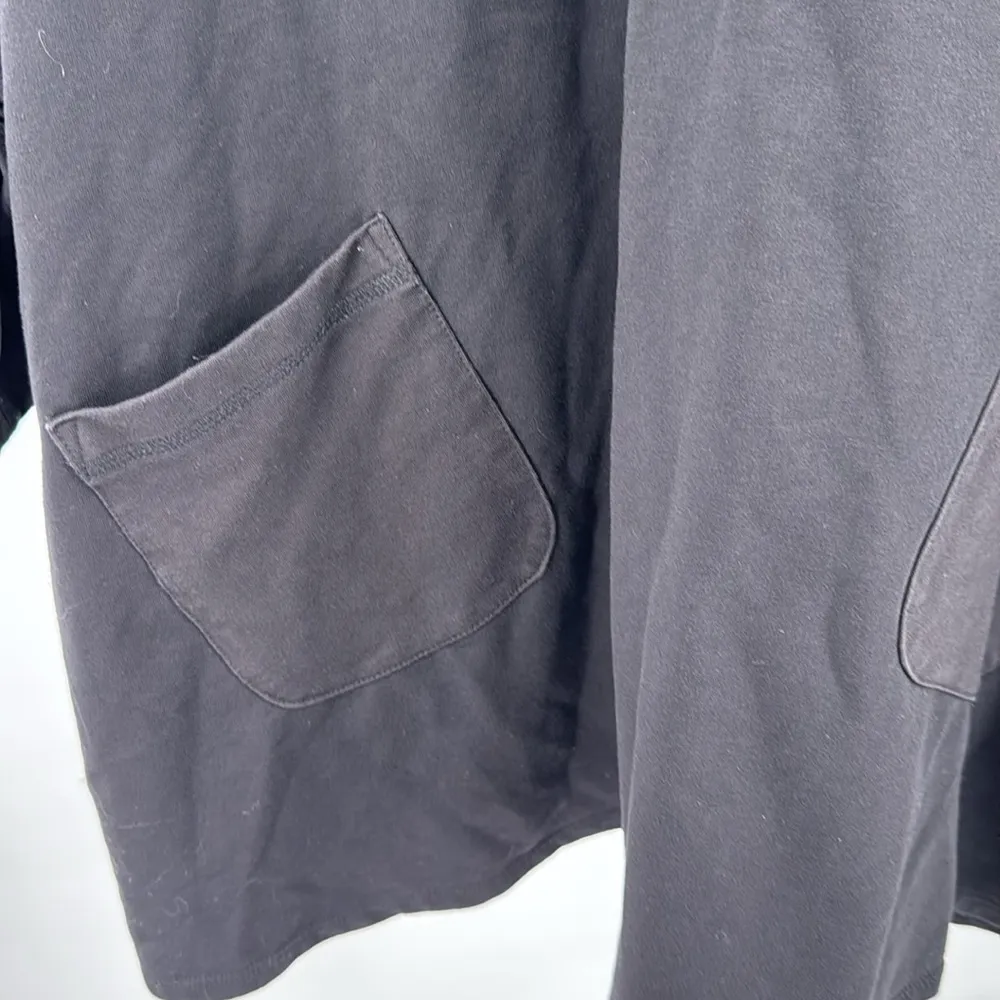 Susan Graver Weekend 1/2 button black hooded pullover knit top roll sleeves 3X - Image 6