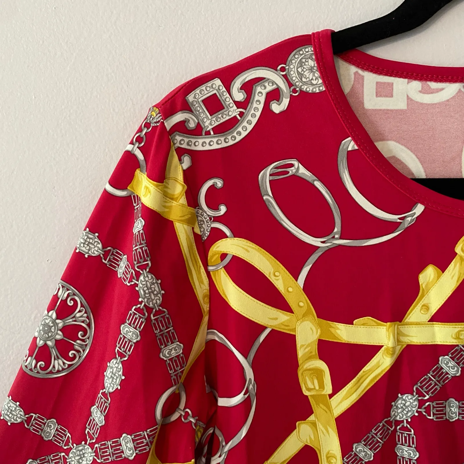 J. McLaughlin Pink Harness Buckle Catalina Cloth Shirt 3/4 Sleeve Women Medium - Image 3