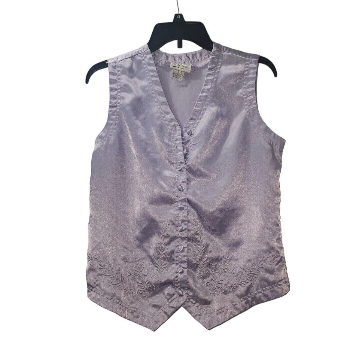 Katherine Casual Elegance Vest and Pants Set Embroidered Details Size Small Purple - Image 2