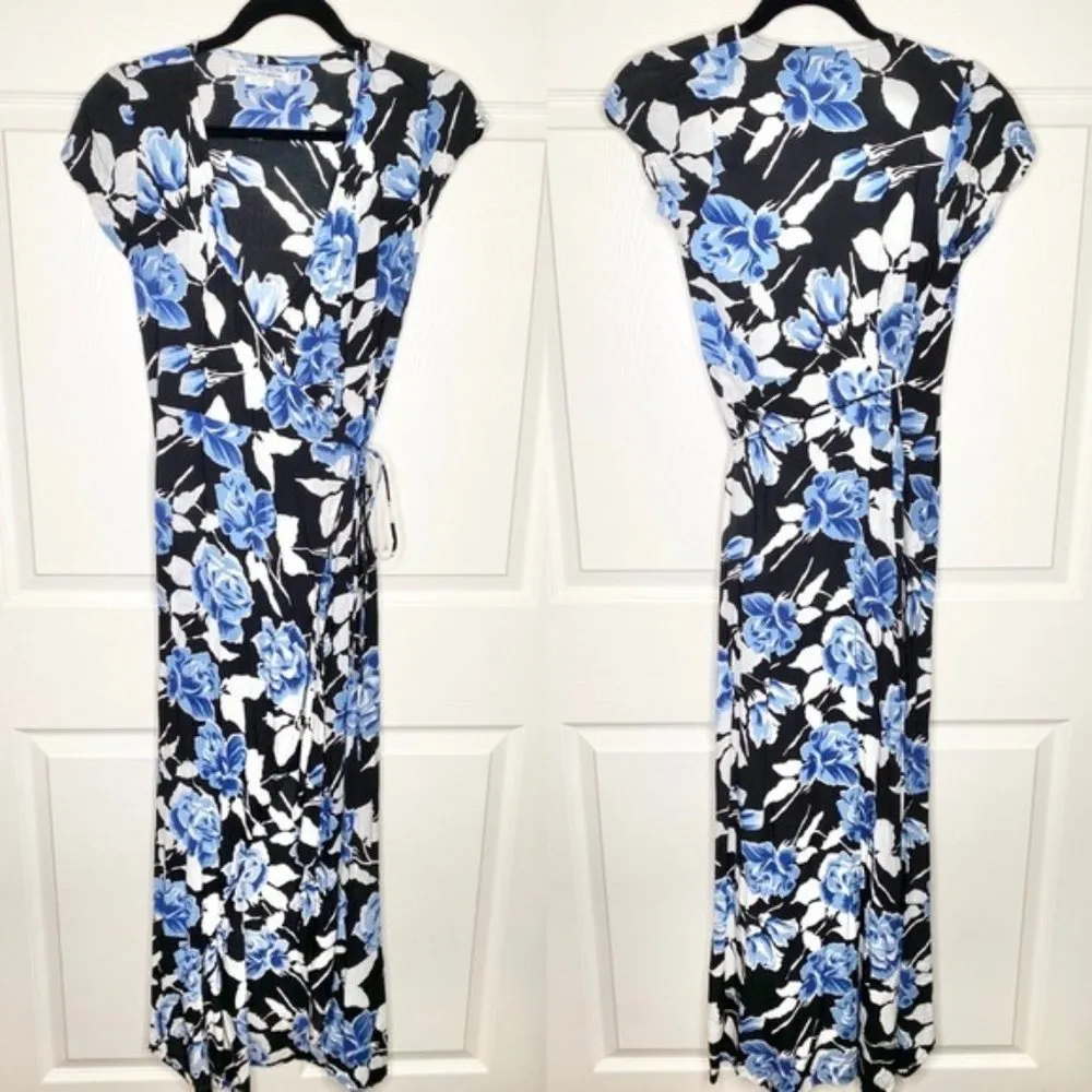 Faithfull the Brand Lulu Black Floral Print Wrap Maxi Dress Size XS - Image 4
