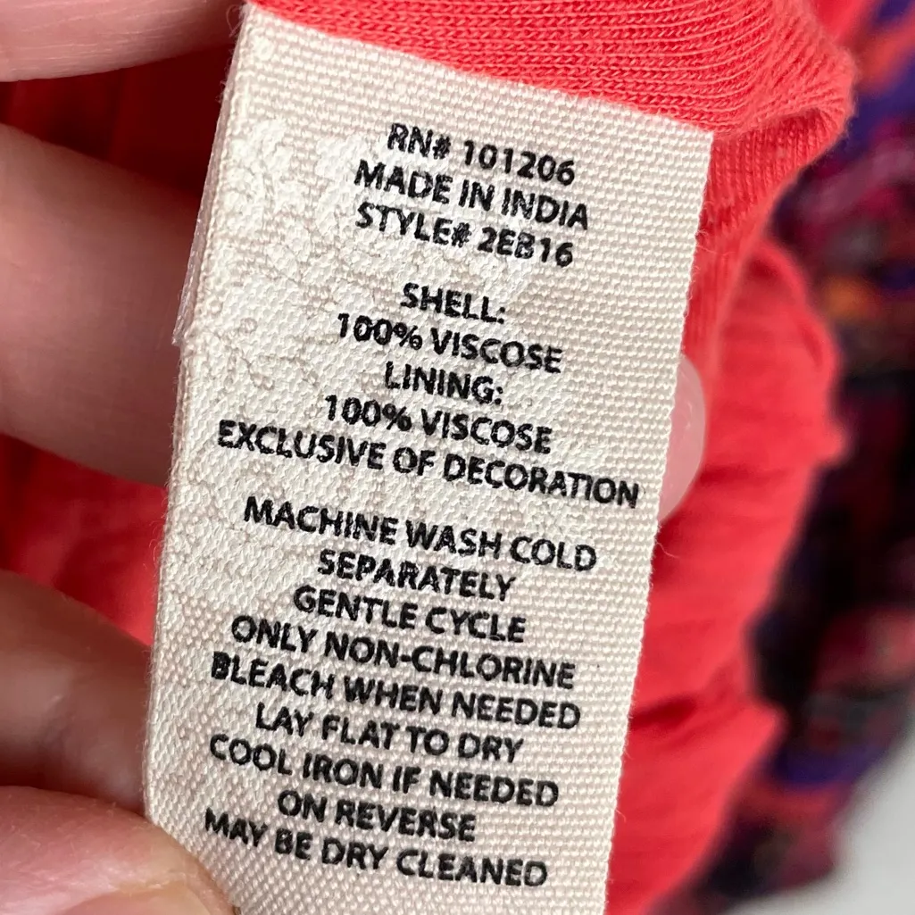 Soft Surroundings Blame Rio Embroidered Peasant Top Size Medium Hot Coral Boho - Image 6