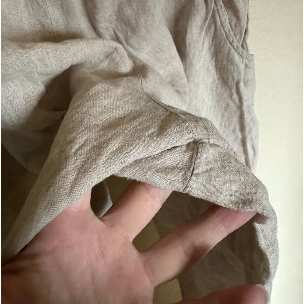 Vintage FLAX Wide Leg Linen Pants Sz 10 Petite Crop‎ in Oat Color Neutral - Image 4