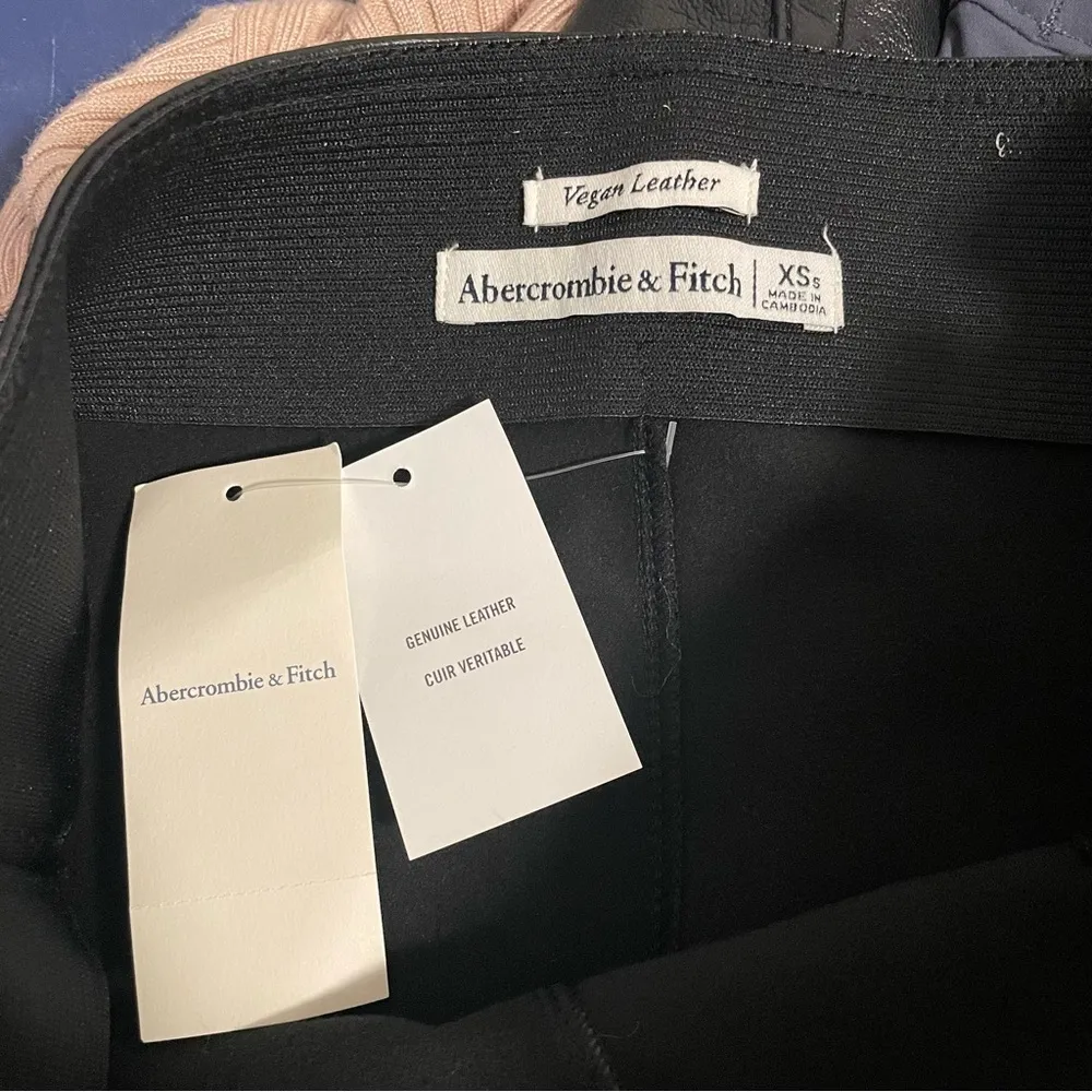 NWT Abercrombie Vegan Leather Split Hem Flare Black Pants - Image 3