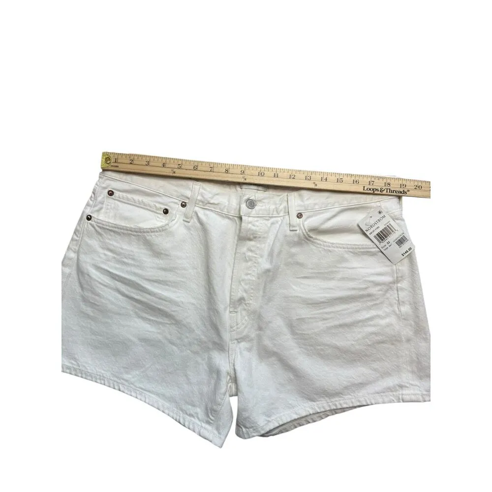 NEW AGOLDE Shorts Women 33 White Denim Parker Long Relaxed Organic Cotton - Image 7