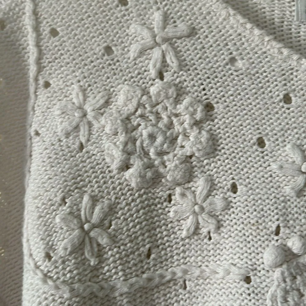 VIntage Shenanigans white Cotton/Ramie short sleeve knit sweater - Image 6