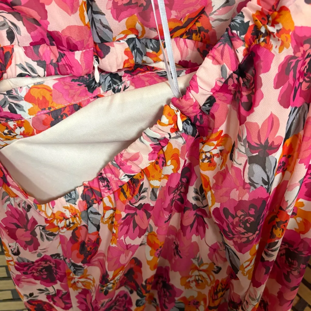 Julia Jordan Pink‎ Floral Cutout Back Midi Dress Size 14 - Image 8