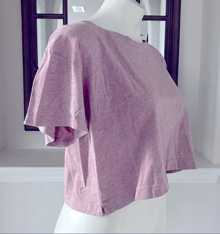 Sundown Rosemary 2-Piece Cropped Tee & Scrunchie Pink Heather Size L NWT - Image 2