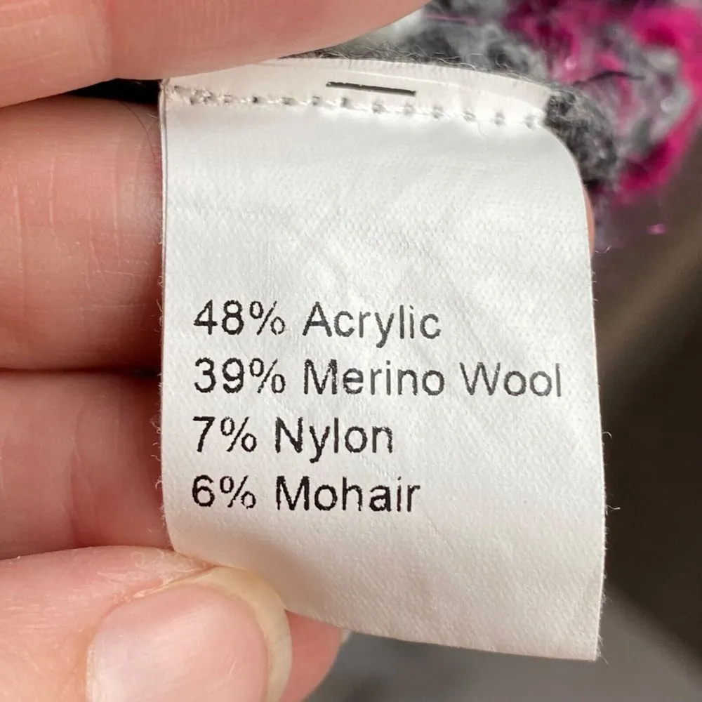 Napa Girls Sweater Women Sz L Made in Italy Crochet Open Weave Silver Pink White Size L - Image 8