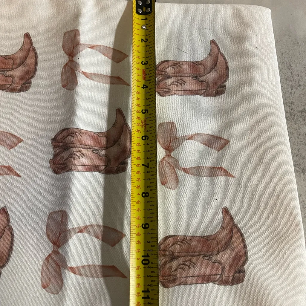 Cowboy Boot Print Tote Bag White - Image 5