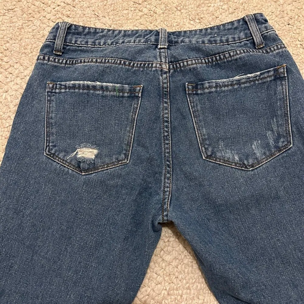 American Bazi distressed, straight leg, blue jeans women size 3 - Image 7