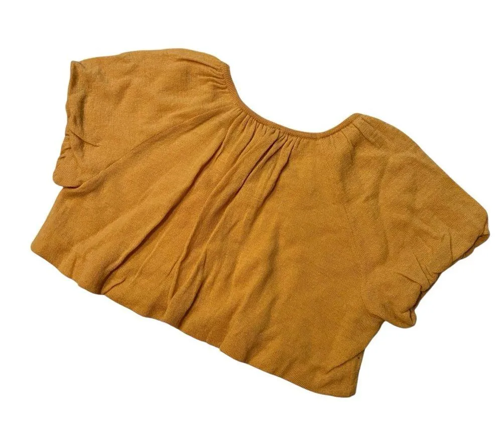 Anthropologie Moth Wool Cropped Cardigan Sweater, Sz M Yellow Size M - Image 9