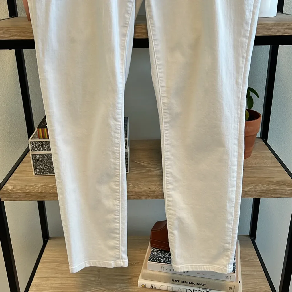 Eileen Fisher Mid-Rise White Slim Leg Ankle Jeans, 10 - Image 3