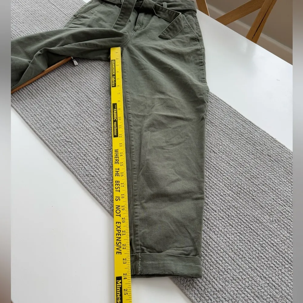 Banana Republic Olive Green Tie Belt Barrel Pant Size 2 - Image 6