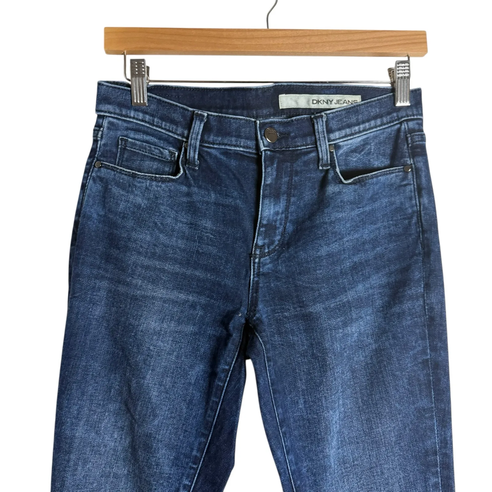 DKNY Jeans Blue Mid Rise Stretch Denim Skinny Jeans Size 2 - Image 2