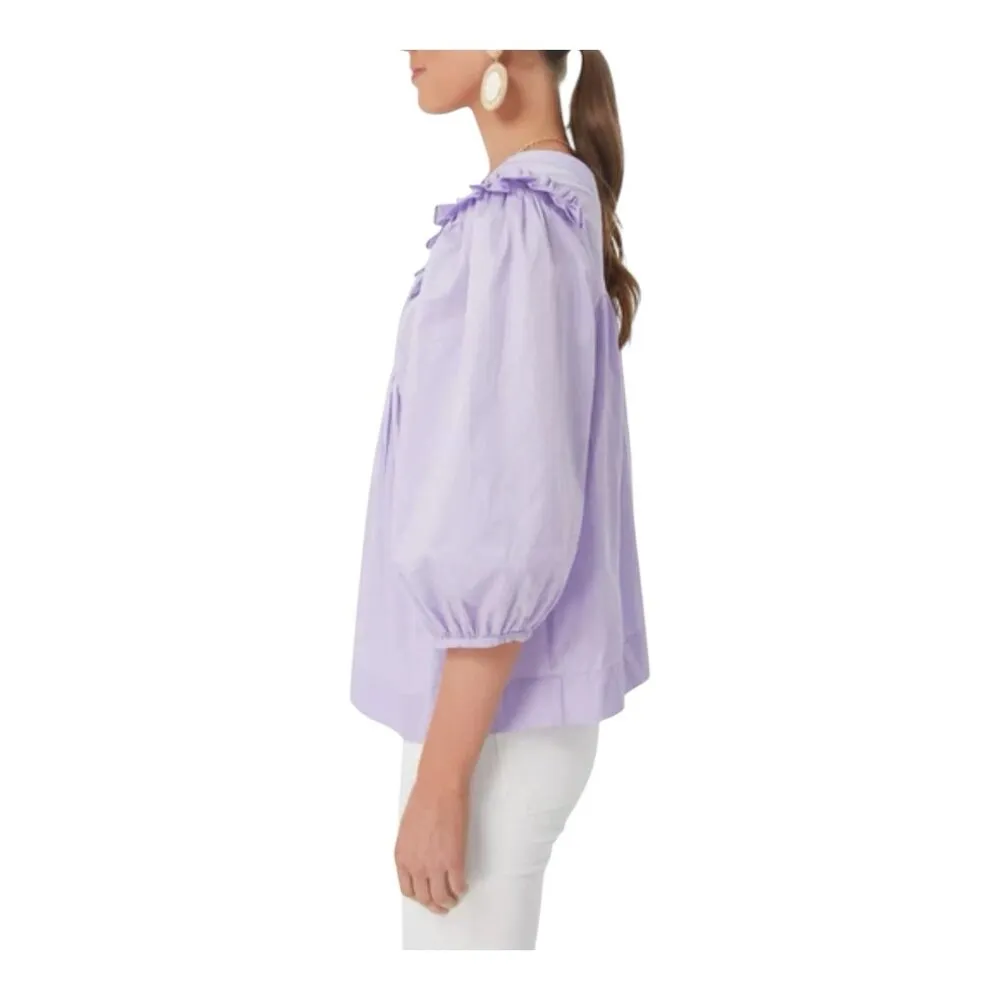 HARSHMAN Lilac Cheryl Blouse Size Medium Cotton V - Image 2