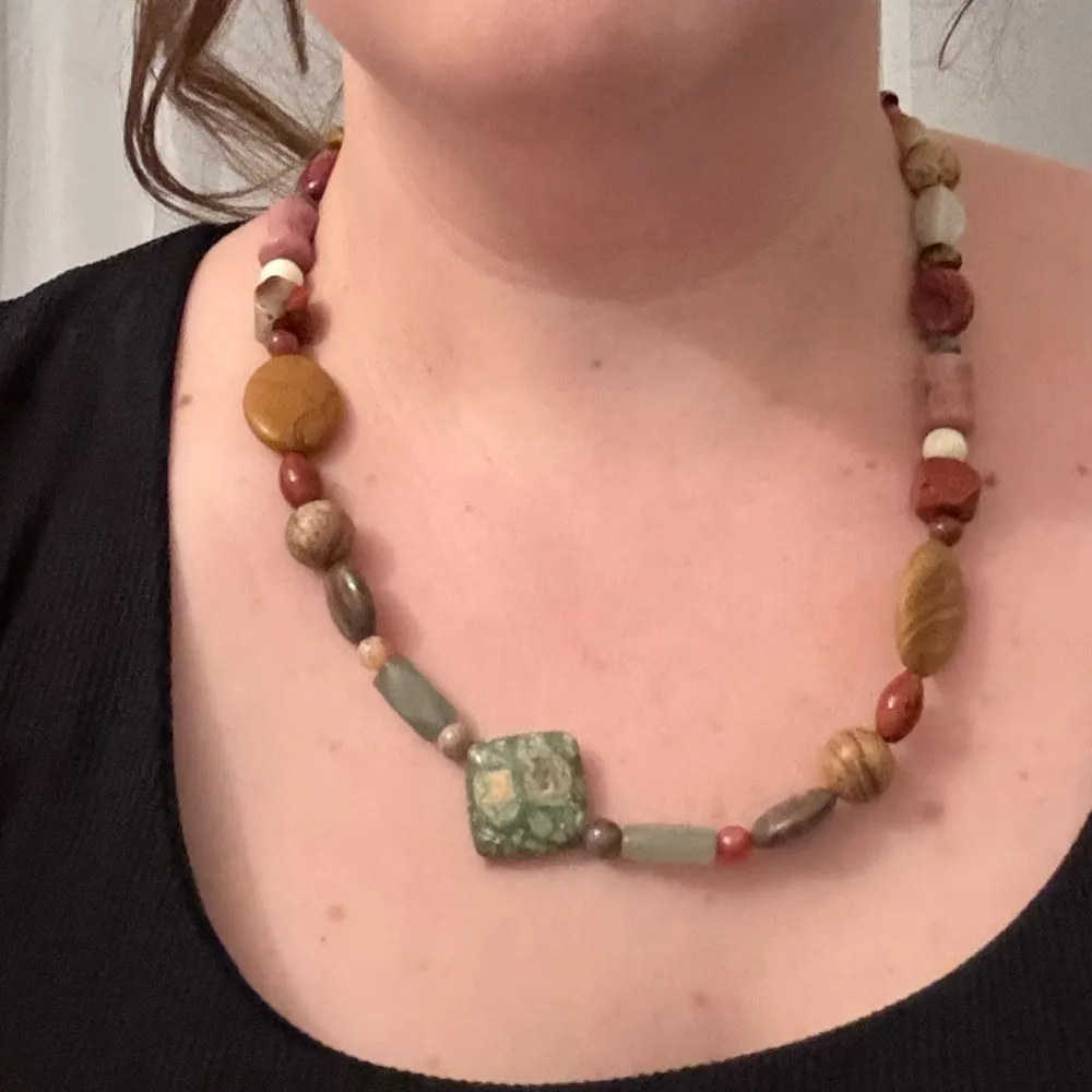 J King DTR Handcrafted Natural Stone Adjustable Necklace | Artisan Jewelry Green - Image 3