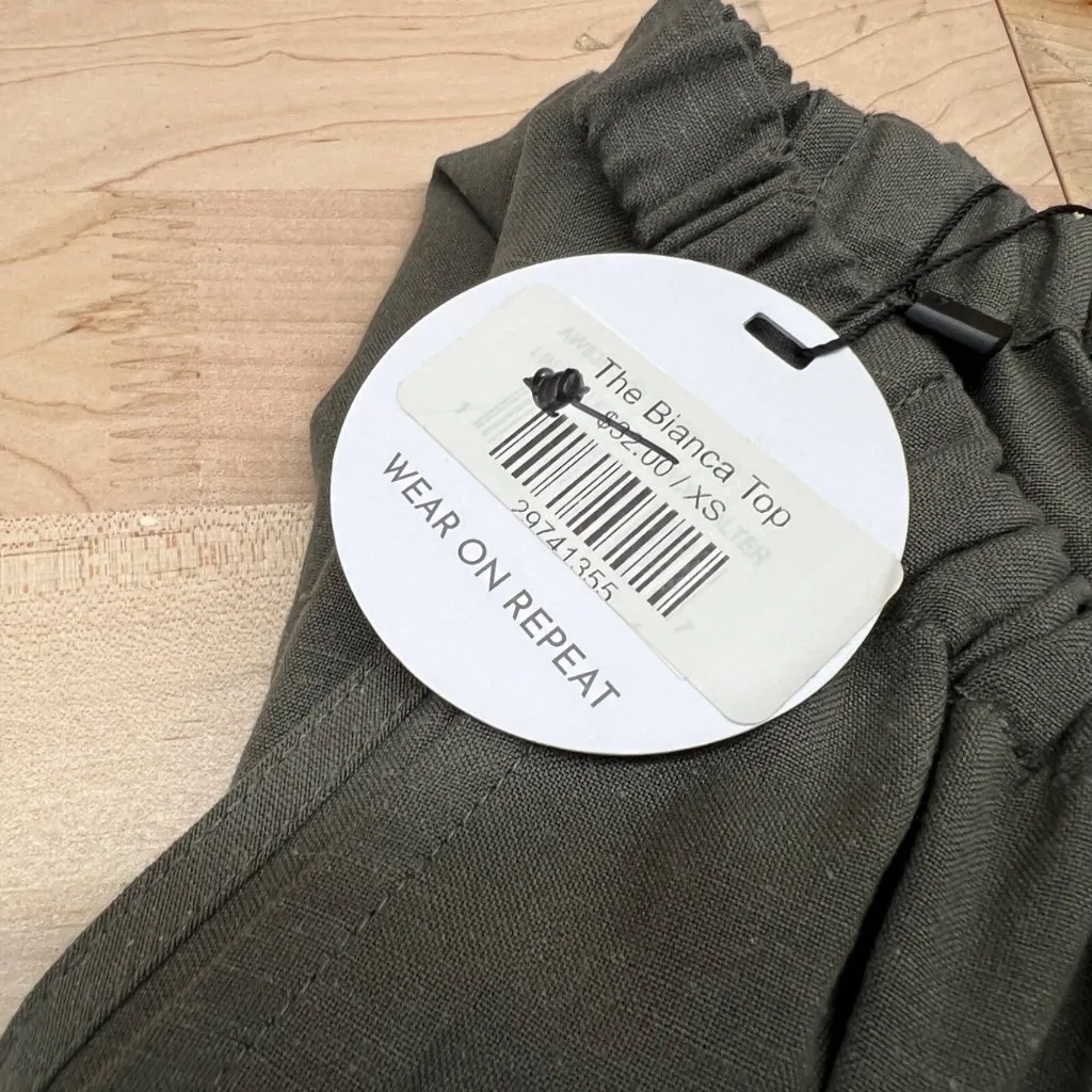 Anthem The Bianca Top Linen Blend Halter Style Tie Back Sage Green Size XS NWT - Image 8